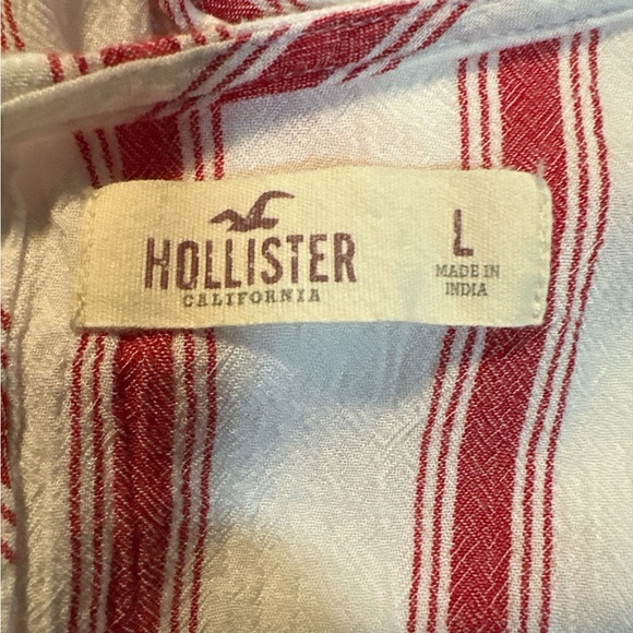 Hollister Red and White Striped Romper with Wrap and Side Tie - Picture 2 of 6